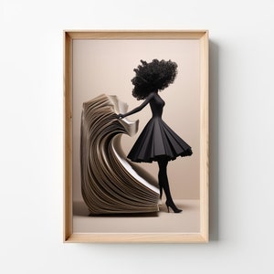 Story Wave Original, Digital Download, Black Woman Portrait, AI Art, Printable Wall Art, Modern Wall Decor. GPT4