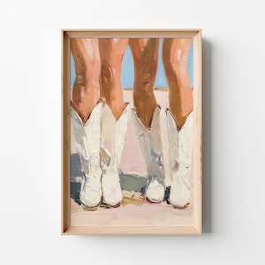 Coastal Cowgirl Printable Poster Print, Boots Trendy, Preppy Cowgirl Dorm Room Wall Art Decor, Girly Digital Download Aesthetic Blue Pink