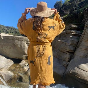 Handmade Muslin Kimono Robe, Cotton Bahtrobe Kimono Dress,Lightweight Festival Robe for Women&#39;s,Kaftan Summer Beach Wear,Boho Beach Cover Up