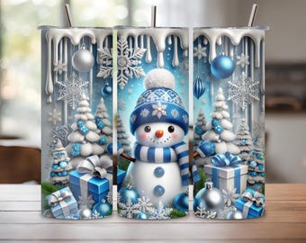Drip Snowman Holiday Tumbler, Christmas Snowman Tumbler, Festival Cute Snowman Tumbler, 20OZ Tumbler, 22OZ Tumbler, 30 Tumbler