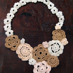Sweet Tri-color Neutral Crochet Necklace