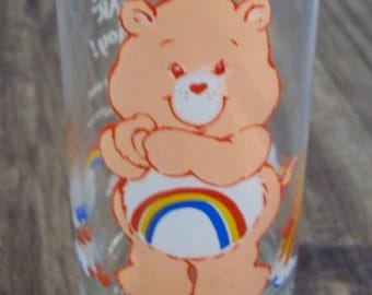 Vintage 1983 Care Bears Gul Cheer Bear Samlarglasmugg Pizza Hutt 1980-talet