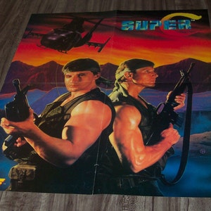 Vintage SUPER CONTRA Nes Nintendo Power POSTER Dragon Warrior Map 19 3/4&quot; X 16&quot;