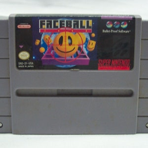 Vintage Original 1992 FACEBALL 2000 SNES Nintendo Game Cart Cartridge 1990&#39;s Tested Super Nintendo Entertainment