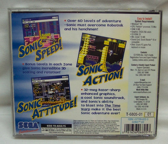 Vintage Sonic the Hedgehog Sega PC Collection CD Windows 95 - Etsy