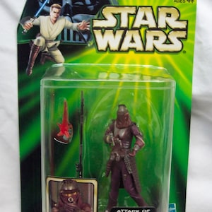 Vintage 2001 Star Wars Attack Of The Clones Sneak Preview ZAM WESELL Figurka akcji Zabawka Nowa Zielona Karta