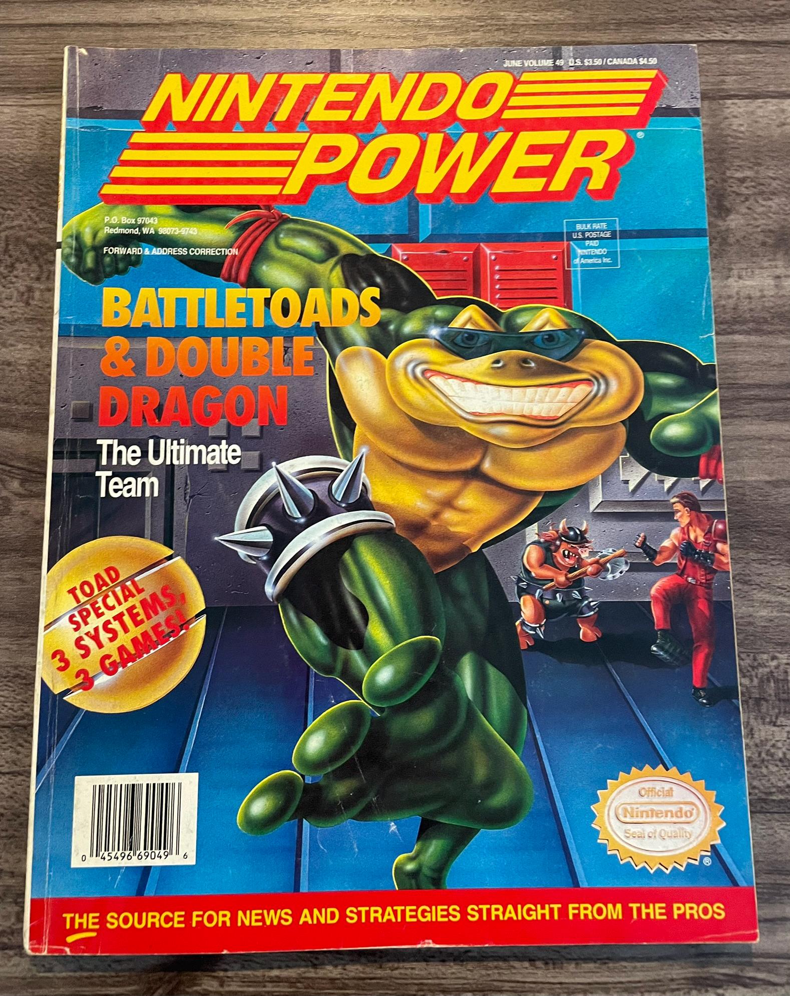 Vintage 1993 Nintendo Power BATTLETOADS & DOUBLE DRAGON Video Game