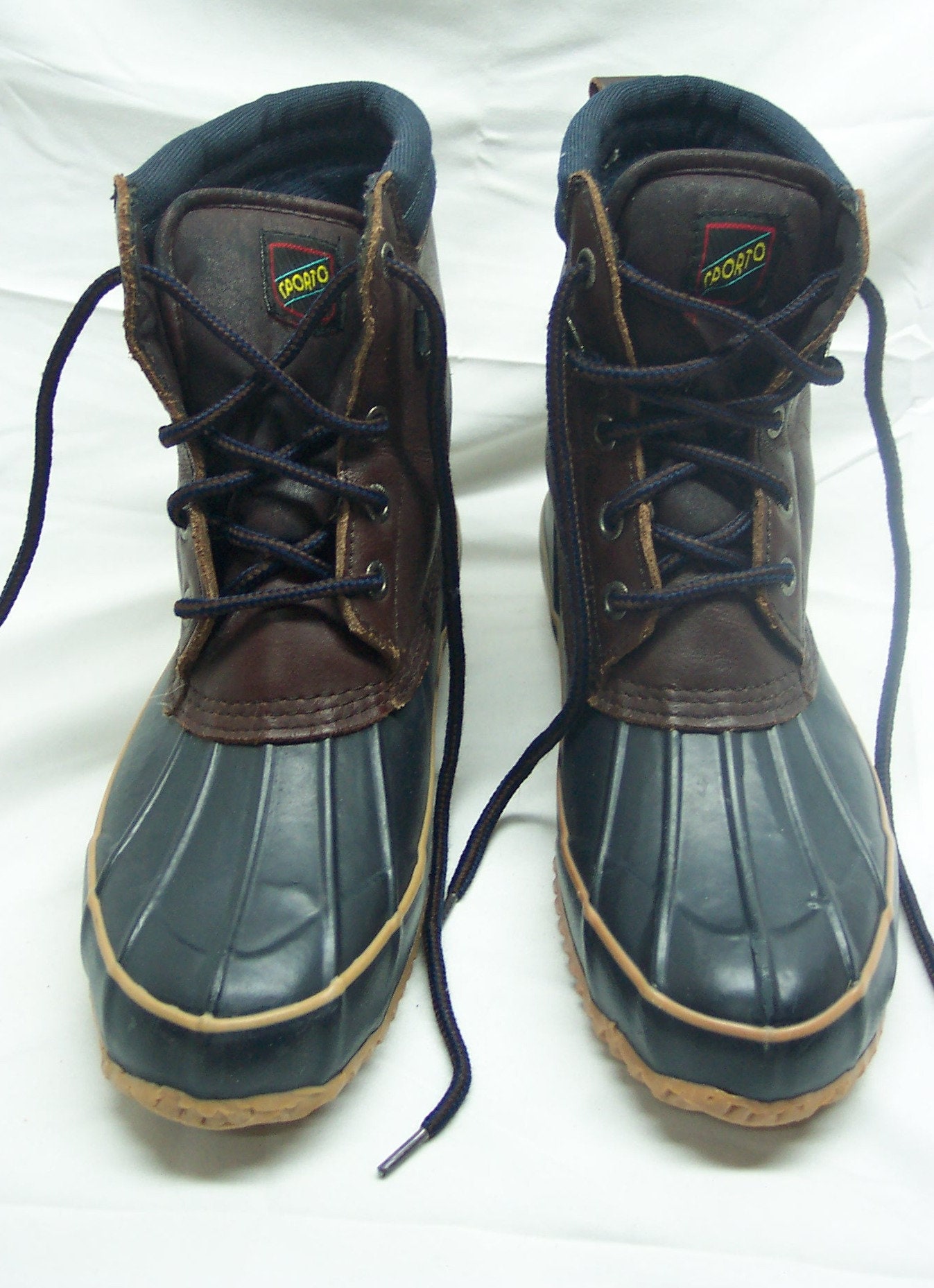 Vintage Sporto Thermolite Duck Shoes Men 8 Women 9.5 Brown Navy Blue Waterproof Weatherproof Original Vintage Duck Boots 9M | Mercari main image 4