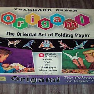 Antique 1960 EBERHARD FABER ORIGAMI Oriental Art Of Folding Paper Set Color Pencils