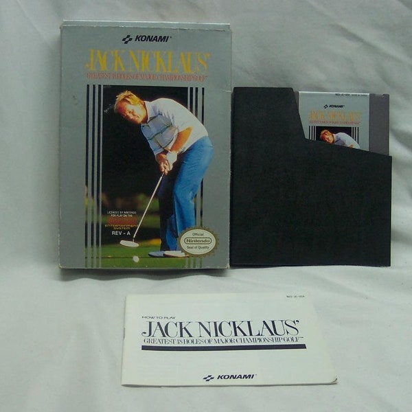 Vintage 1989 JACK NICKLAUS Greatest 18 Holes Of Major Championship Golf NES Nintendo Video Game Cartridge Complete Manual Box