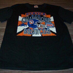 Vintage Throwback 1989 DENVER BRONCOS Super Bowl XXIV Nfl Football T-shirt Mens Black Medium 1980&#39;s