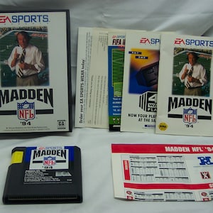 Vintage Ea Sports John MADDEN 94 NFL Football Sega GENESIS Video Game Cart Cartridge Complete with Manual