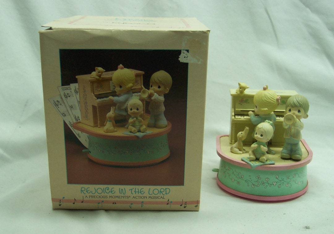 Vintage 1989 Precious Moments Rejoice in the Lord Music Box Action