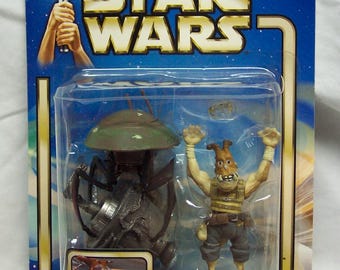 Vintage 2002 Star Wars The Phantom Menace TEEMTO PAGALIES Pod Racer Action Figure Toy New Collection 2 Blue Card