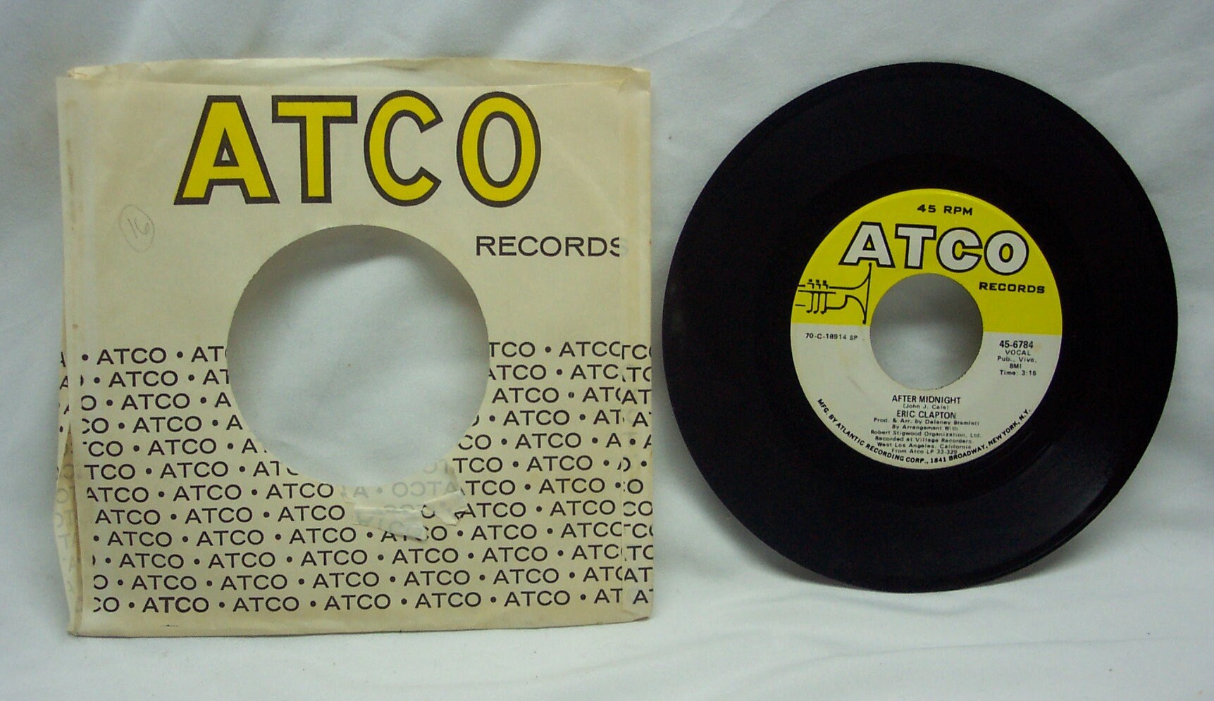 Vintage 1970 ERIC CLAPTON After Midnight / Easy Now ATCO 45-6784