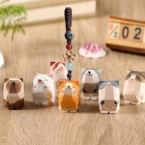handmade wooden key chain cat Keychain Gift for Home Car Office, Birthday or Anniversary Gift, Corporate Employee, Teacher Appreciation