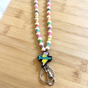 Teacher Lightning Beaded Lanyard