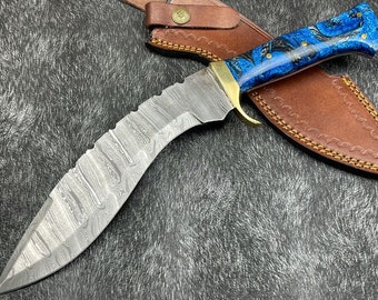 Custom Hand Forged Damascus Steel Blade, Hunting Knife , 15.0 "Kukri Knife W/Sh