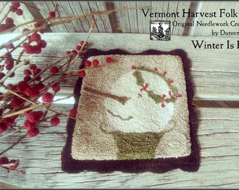 Winter Is Here Primitive Punch Needle Embroidery PDF Pattern by Doreen Frost