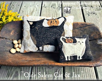 Olde Salem Cat & Jax Punch Needle Embroidery  Paper Pattern by Doreen Frost