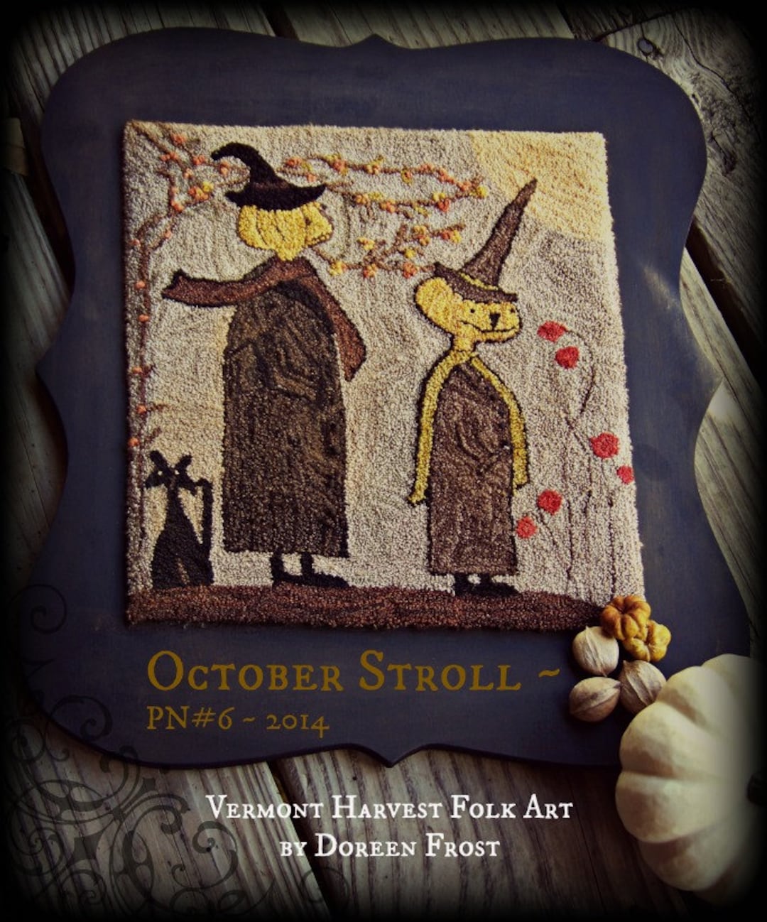 Punch Needle Pattern Primitive October Stroll Halloween, Autumn PDF ...