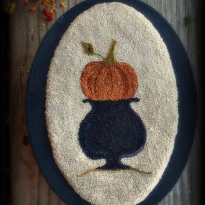 Punch Needle Embroidery PDF Pattern, Olde New England Pumpkin An Original Design by Doreen Frost