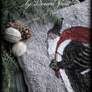 Punch Needle Pattern Olde Father Christmas Primitive Yuletide Punch Needle Embroidery Design by Doreen Frost
