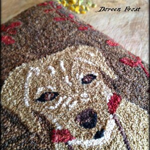 Yellow Labrador Retriever Punch Needle Embroidery Pillow PDF Pattern By Doreen Frost image 3