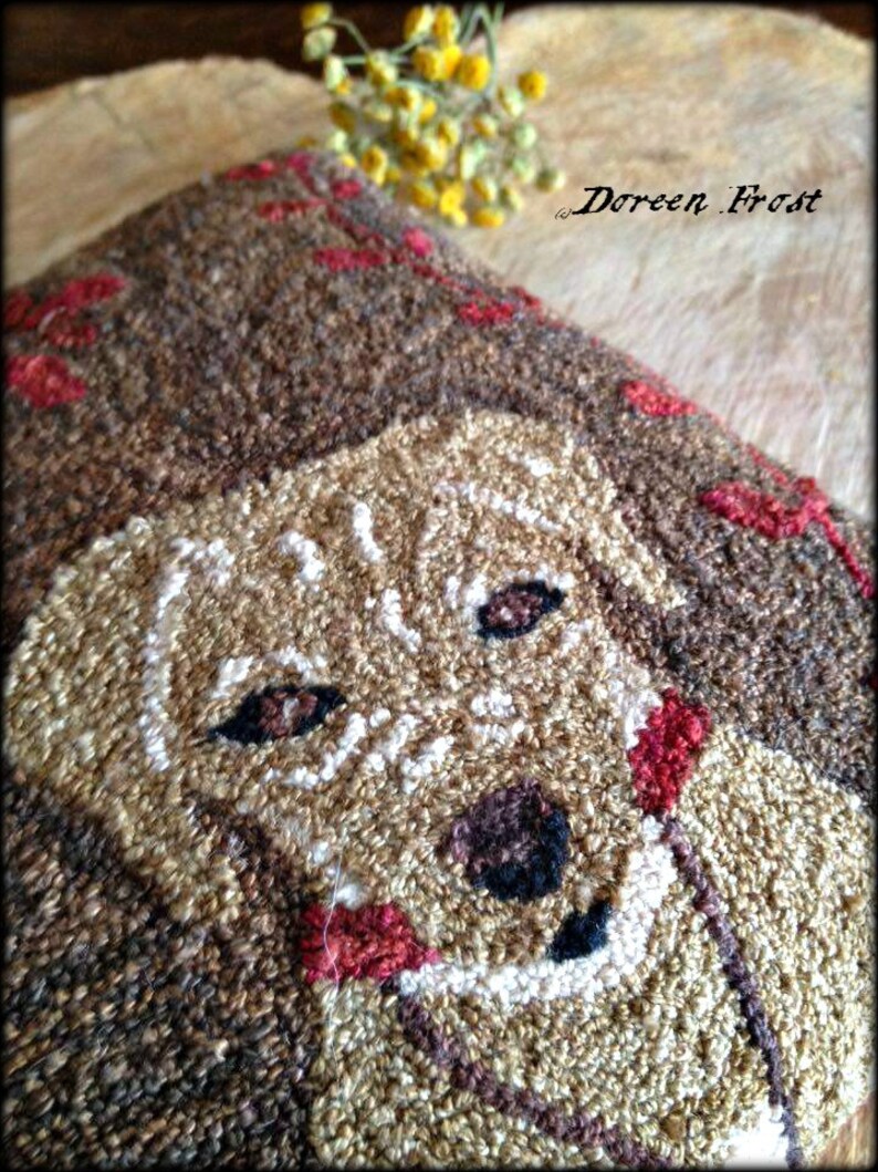 Yellow Labrador Retriever Punch Needle Embroidery Pillow PDF Pattern By Doreen Frost image 3