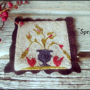Spring Flowers Primitive Punch Needle Embroidery PDF Pattern by Doreen Frost
