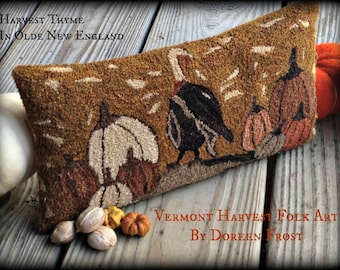 Punch Needle Pattern Primitive Harvest Thyme In Olde New England Embroidery Design by Doreen Frost