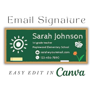 E-mailhandtekening voor docent, sjablooncanva voor e-mailhandtekening, voettekst e-mail, afmelden e-mail, digitale Gmail-handtekening, handtekening leraar basisonderwijs