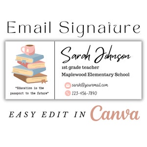 E-mailhandtekening voor docent, Canva-sjabloon voor e-mailhandtekening, Gmail-handtekening, Voettekst e-mail, Afmelden e-mail, Digitale handtekening, Creatieve e-mail
