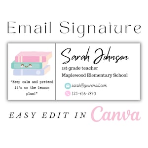 Docent e-mailhandtekening pastel, sjabloon e-mailhandtekening canva, Gmail-handtekening, voettekst e-mail, afmelden e-mail, digitale handtekening grappig