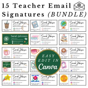 Bundel e-mailhandtekening voor docenten, sjabloon voor e-mailhandtekening, canva, Gmail-handtekening, voettekst e-mail, afmelden e-mail, digitale handtekening, docenten