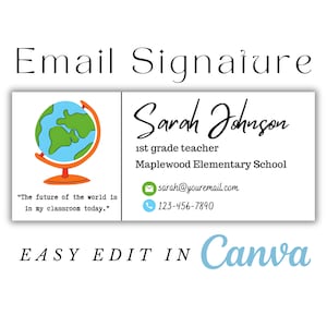 E-mailhandtekening voor docent, Canva-sjabloon voor e-mailhandtekening, Gmail-handtekening, Voettekst e-mail, Afmelden e-mail, Digitale handtekening, Creatieve e-mail