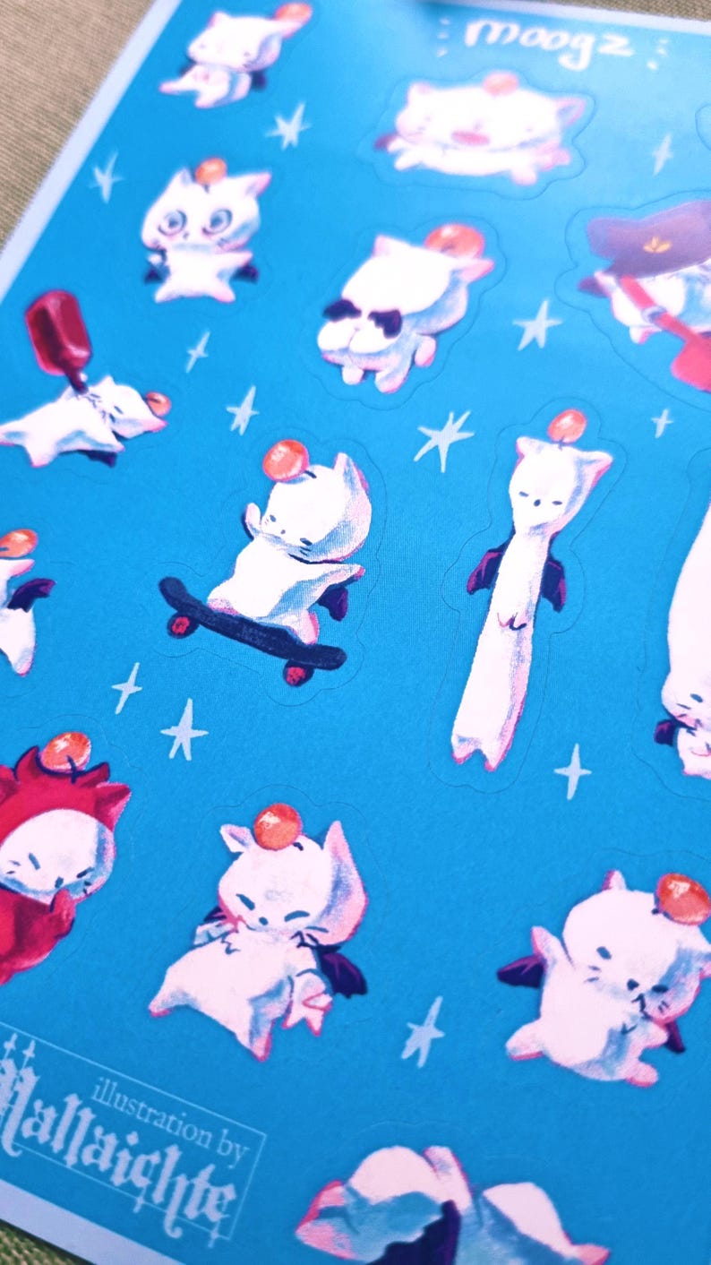 A closeup shot of the sticker sheet.
