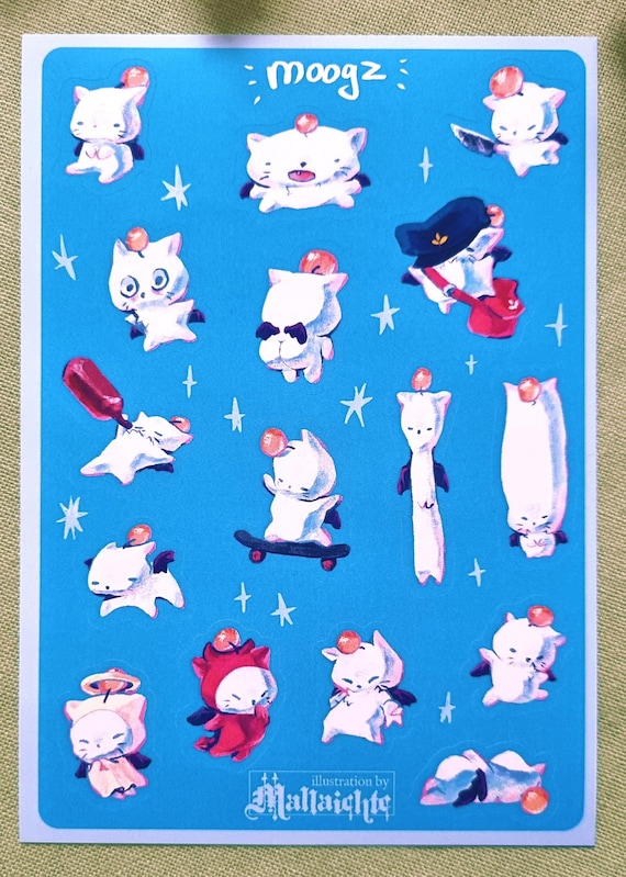 Cursed Moogles Final Fantasy A6 Sticker Sheet, FFXIV