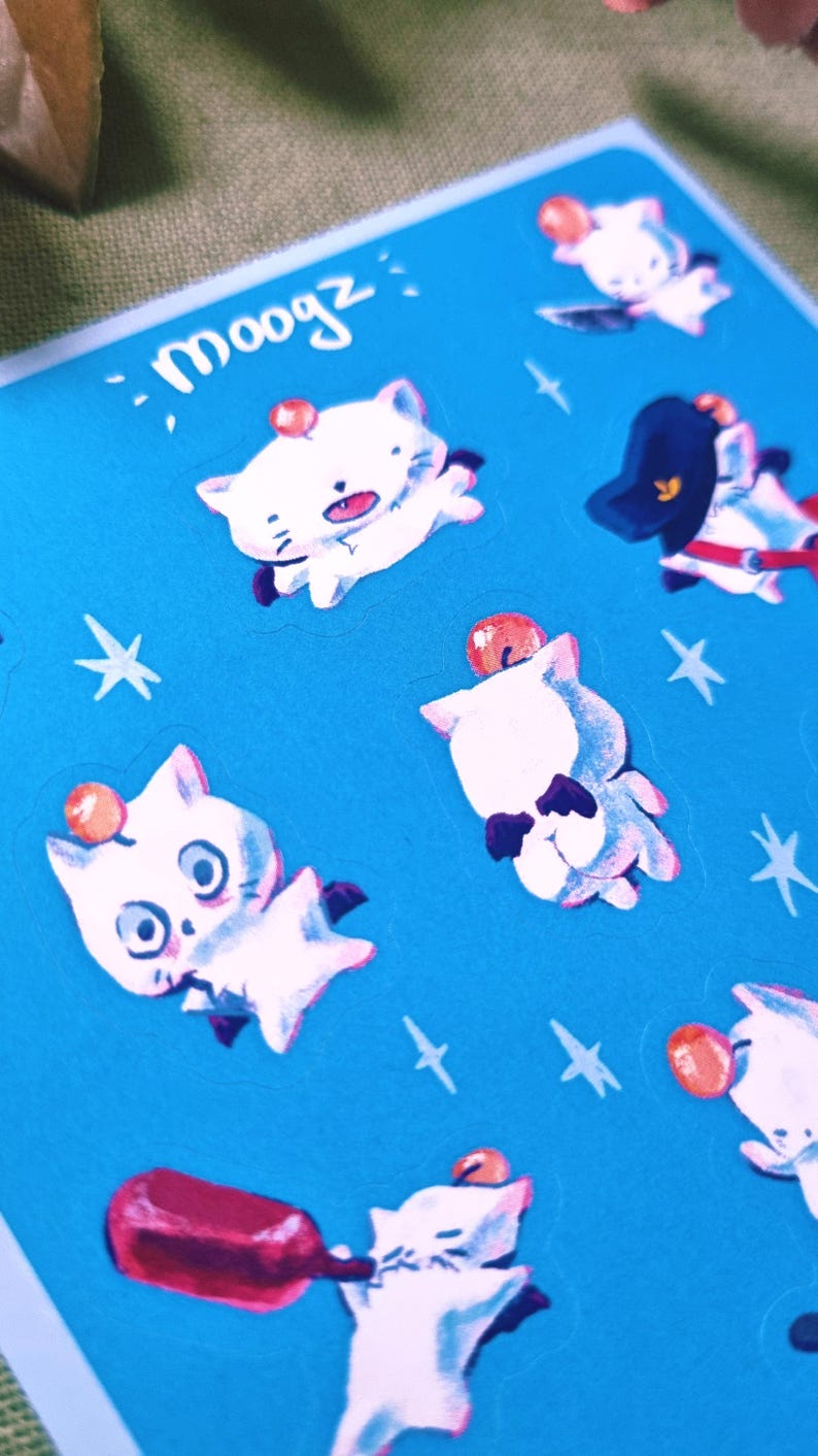 A closeup shot of the sticker sheet.