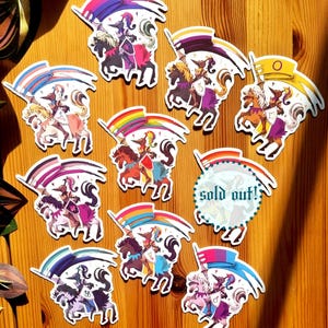 Adesivo in vinile con bandiera dell'orgoglio LGBTQ+ e cavalieri