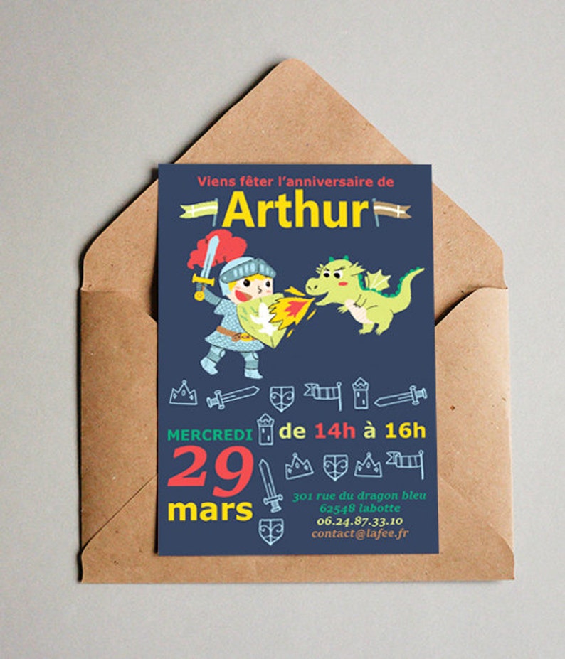 Invitation D Anniversaire Chevalier Personnalise A Etsy Hong Kong