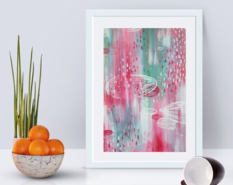 Modern wall art, original abstract acrylic painting, perfect gift for her - Peinture abstraite unique, déco moderne originale pour femme.