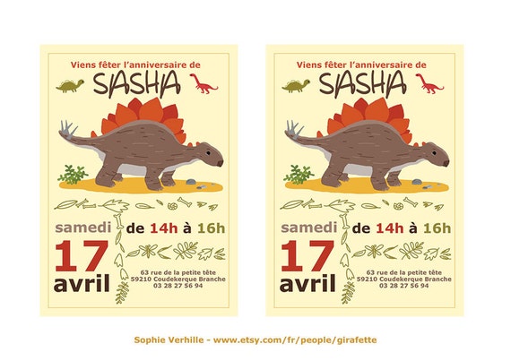 Pdf Invitation D Anniversaire Dinosaure A Imprimer Chez Etsy Israel