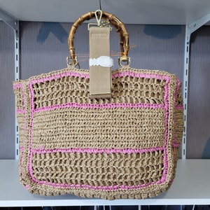 Bolso shopper RIVE GAUCHE RAPHIA fucsia imagen 2