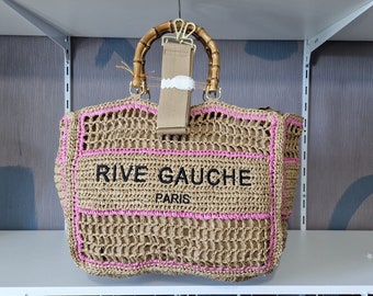 RIVE GAUCHE RAPHIA Fuchsia draagtas