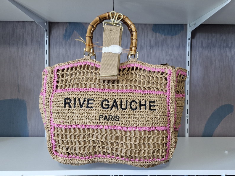 Bolso shopper RIVE GAUCHE RAPHIA fucsia imagen 1