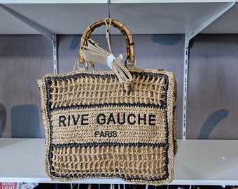 RIVE GAUCHE raffia tote bag Black