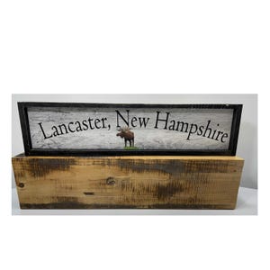 Custom rustic sign moose cabin sign wood sign vintage mountain sign personalized town sign