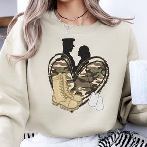 Military Wife, Military Mom, Military Girlfriend Sweatshirt, Veteran&#39;s Day, Military Appreciation, Gift for Her, Deployment, Boot Camp