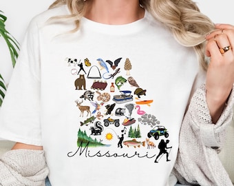 Missouri Tshirt, Everything Missouri Tee, Missouri Activities T-shirt, Gift for Missourian, Gift for outdoor lover, Missouri Outdoors